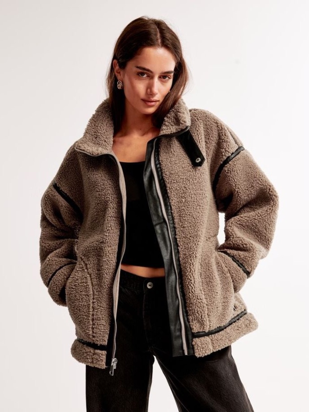 Abercrombie & Fitch Sherpa Aviator Jacket
